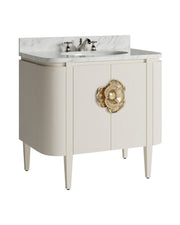 Currey and Company - 3800-0016 - 36" Vanity with Oval Undermount Sink - Briallen - Cerused White/Natural/White/Polished Brass