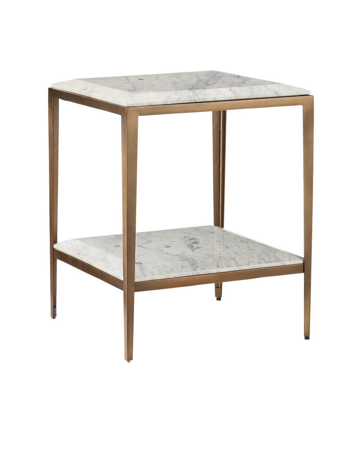 Currey and Company - 4000-0236 - Side Table - Oblique - Natural/Antique Brass
