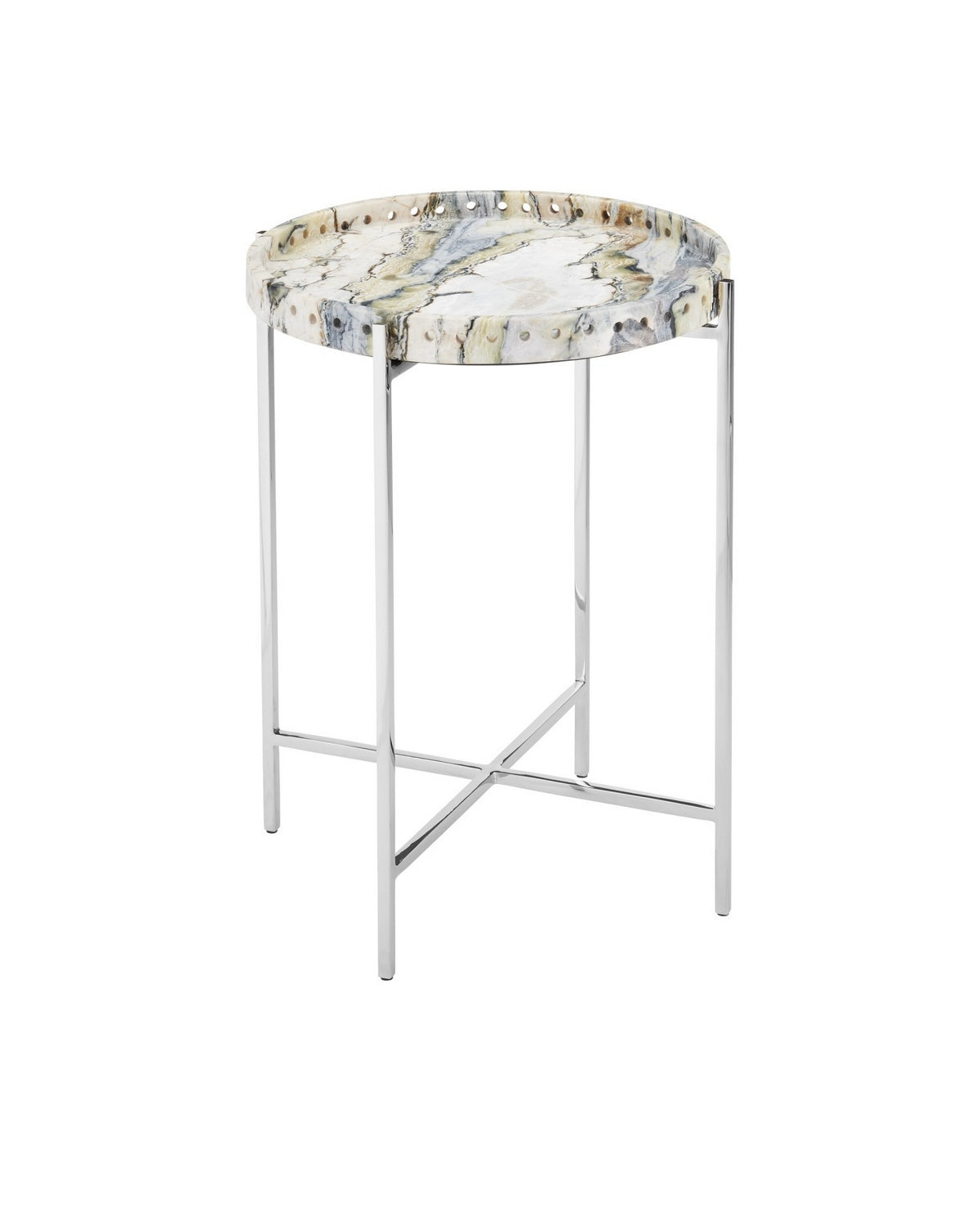 Currey and Company - 4000-0242 - Accent Table - Freya - Natural/Nickel