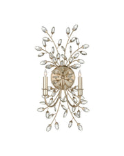 Currey and Company - 5000-0276 - Two Light Wall Sconce - Forget-Me-Not - Clear/Silver Leaf