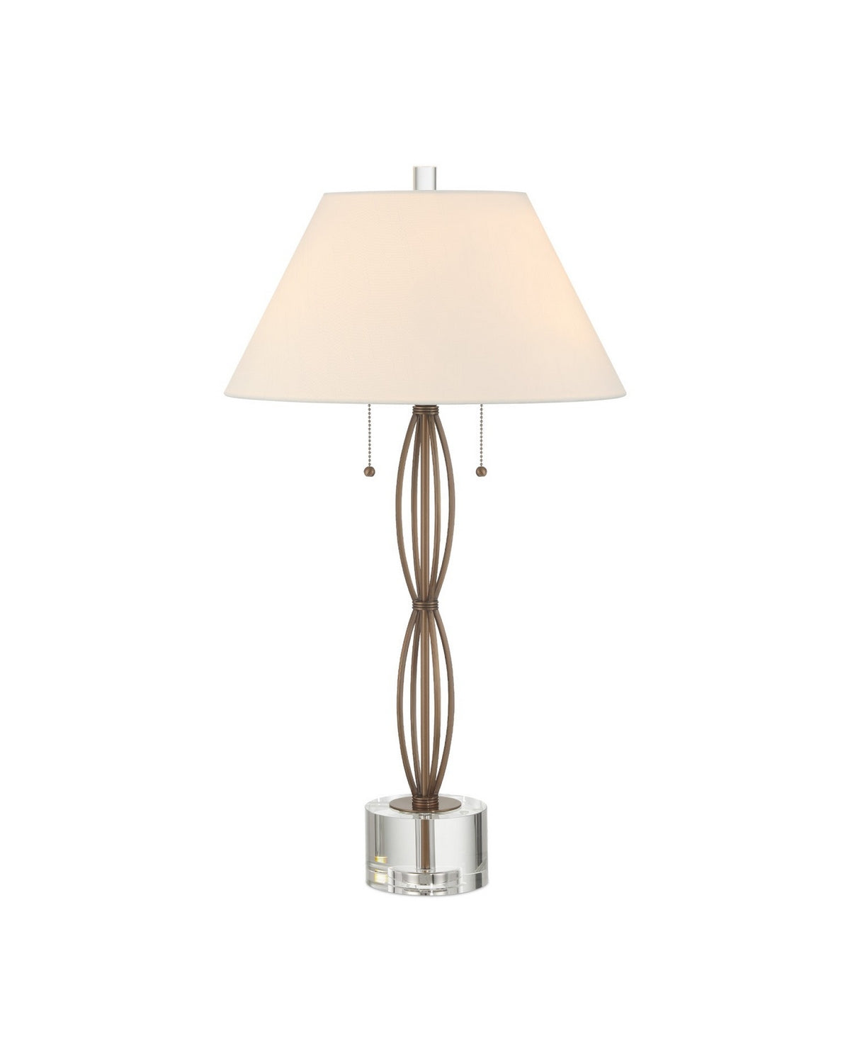 Currey and Company - 6000-1018 - Two Light Table Lamp - Mizner - Antique Brass/Clear