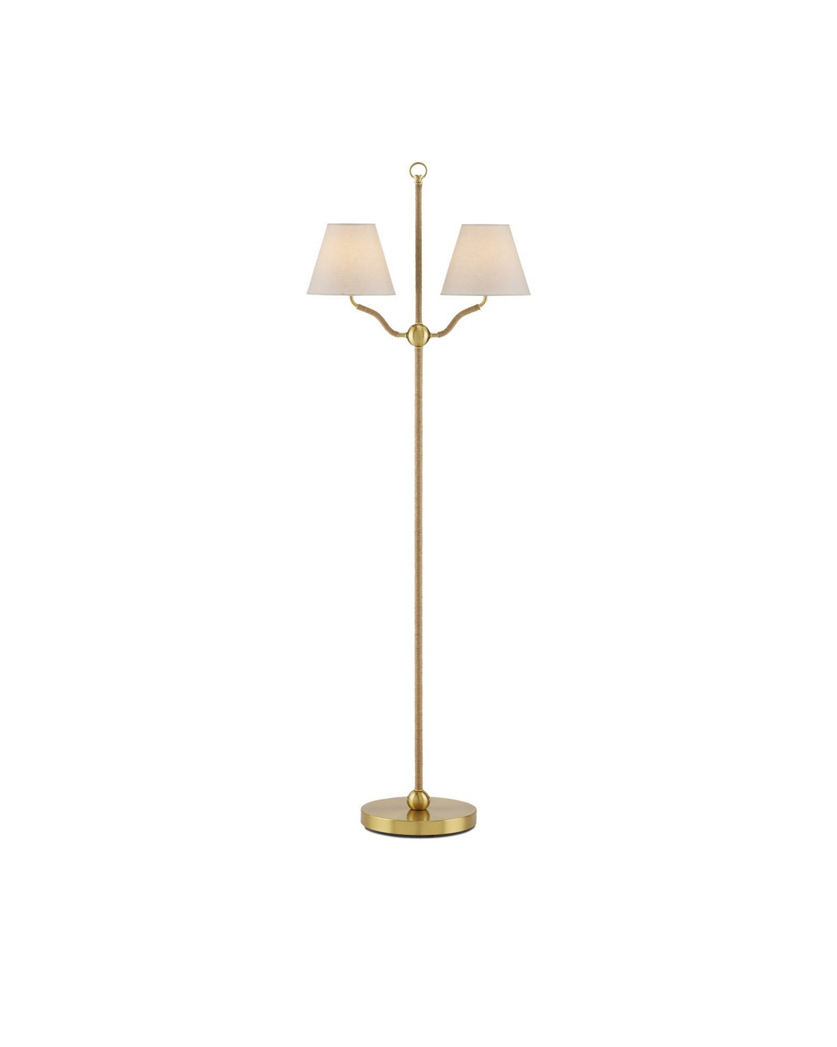 Currey and Company - 8000-0116 - Two Light Floor Lamp - Sirocco - Antique Brass/Natural
