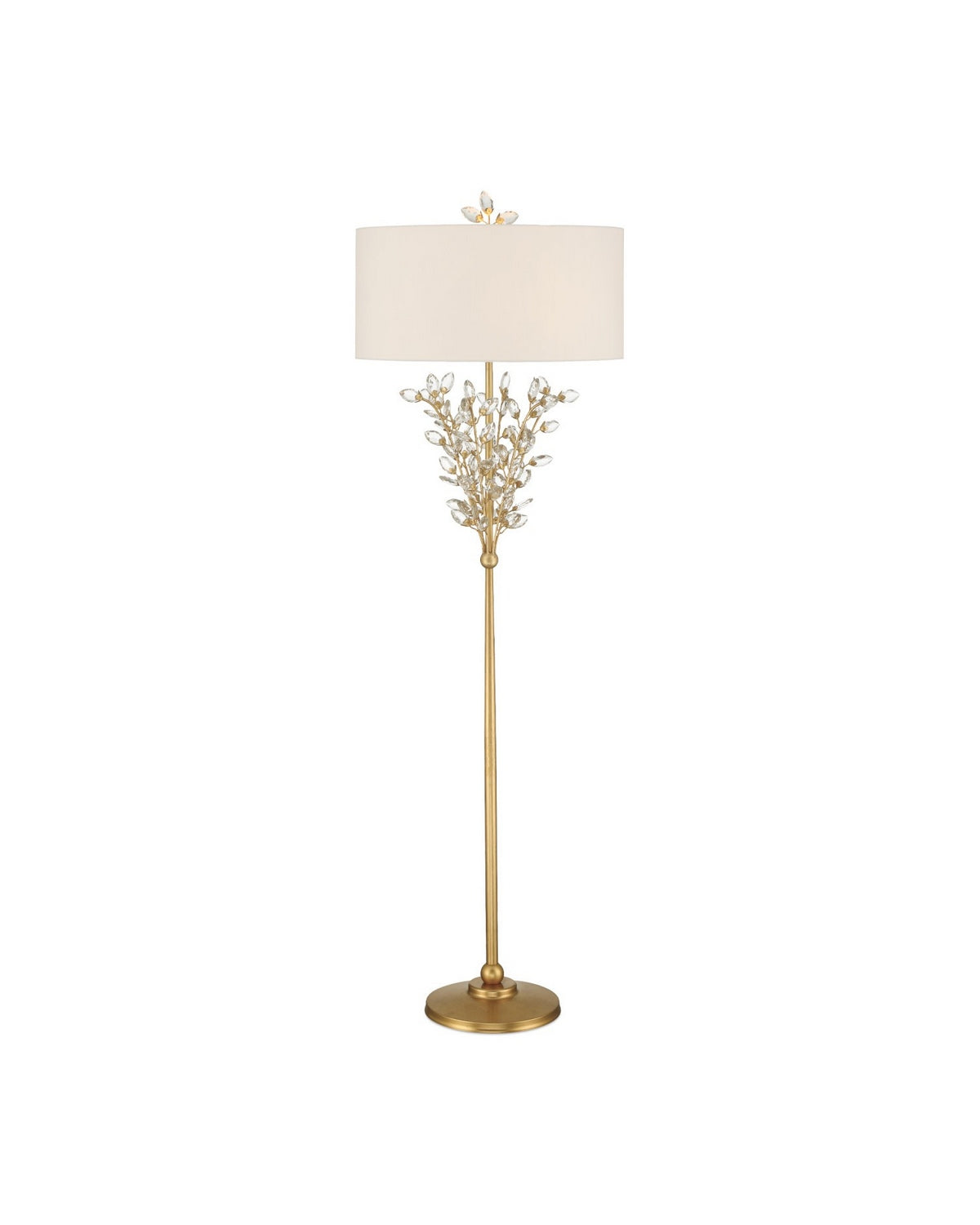 Currey and Company - 8000-0168 - Two Light Floor Lamp - Forget-Me-Not - Clear/Chinois Gold Leaf