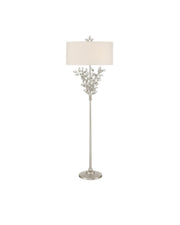 Currey and Company - 8000-0169 - Two Light Floor Lamp - Forget-Me-Not - Clear/Silver Leaf