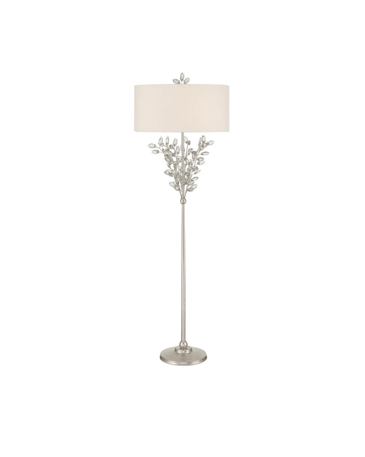 Currey and Company - 8000-0169 - Two Light Floor Lamp - Forget-Me-Not - Clear/Silver Leaf