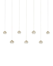 Currey and Company - 9000-1054 - Seven Light Pendant - Crystal Bud - Clear/Contemporary Silver Leaf/Silver