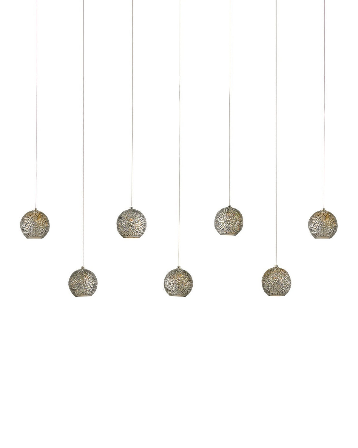 Currey and Company - 9000-1056 - Seven Light Pendant - Giro - Blue/Nickel/Silver