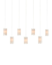 Currey and Company - 9000-1062 - Seven Light Pendant - Escenia - Frosted White/Silver