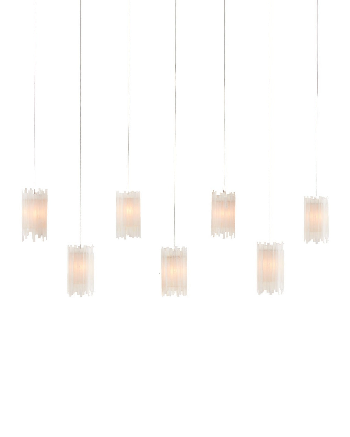 Currey and Company - 9000-1062 - Seven Light Pendant - Escenia - Frosted White/Silver