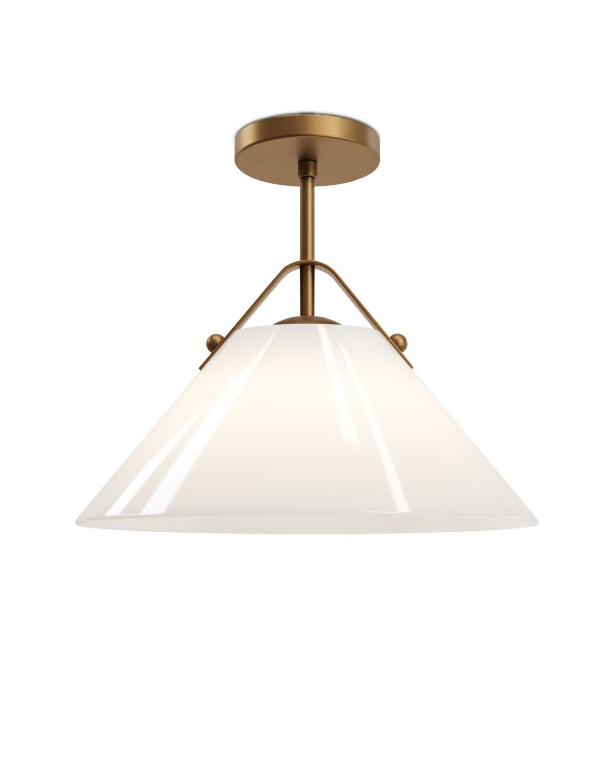 Currey and Company - 9000-1279 - One Light Pendant - Bronwen - Opaque White/Antique Brass