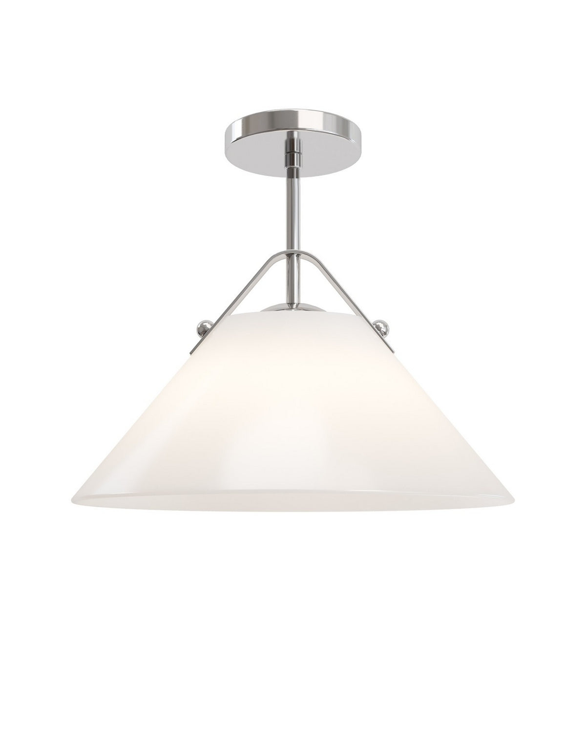 Currey and Company - 9000-1280 - One Light Pendant - Bronwen - Opaque White/Polished Nickel