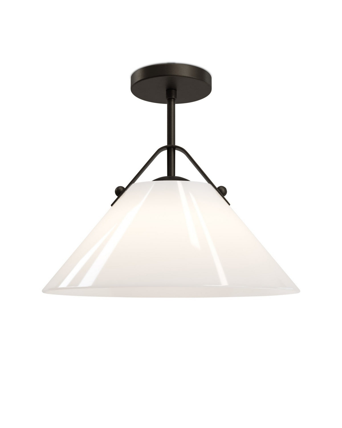Currey and Company - 9000-1281 - One Light Pendant - Bronwen - Opaque White/Oil Rubbed Bronze