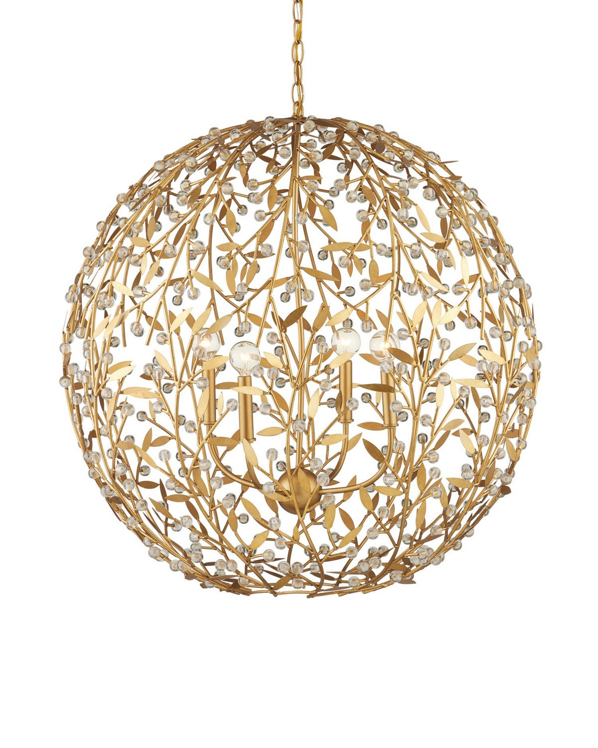 Currey and Company - 9000-1289 - Four Light Chandelier - Secret Garden - Clear/Contemporary Gold Leaf/Contemporary Gold