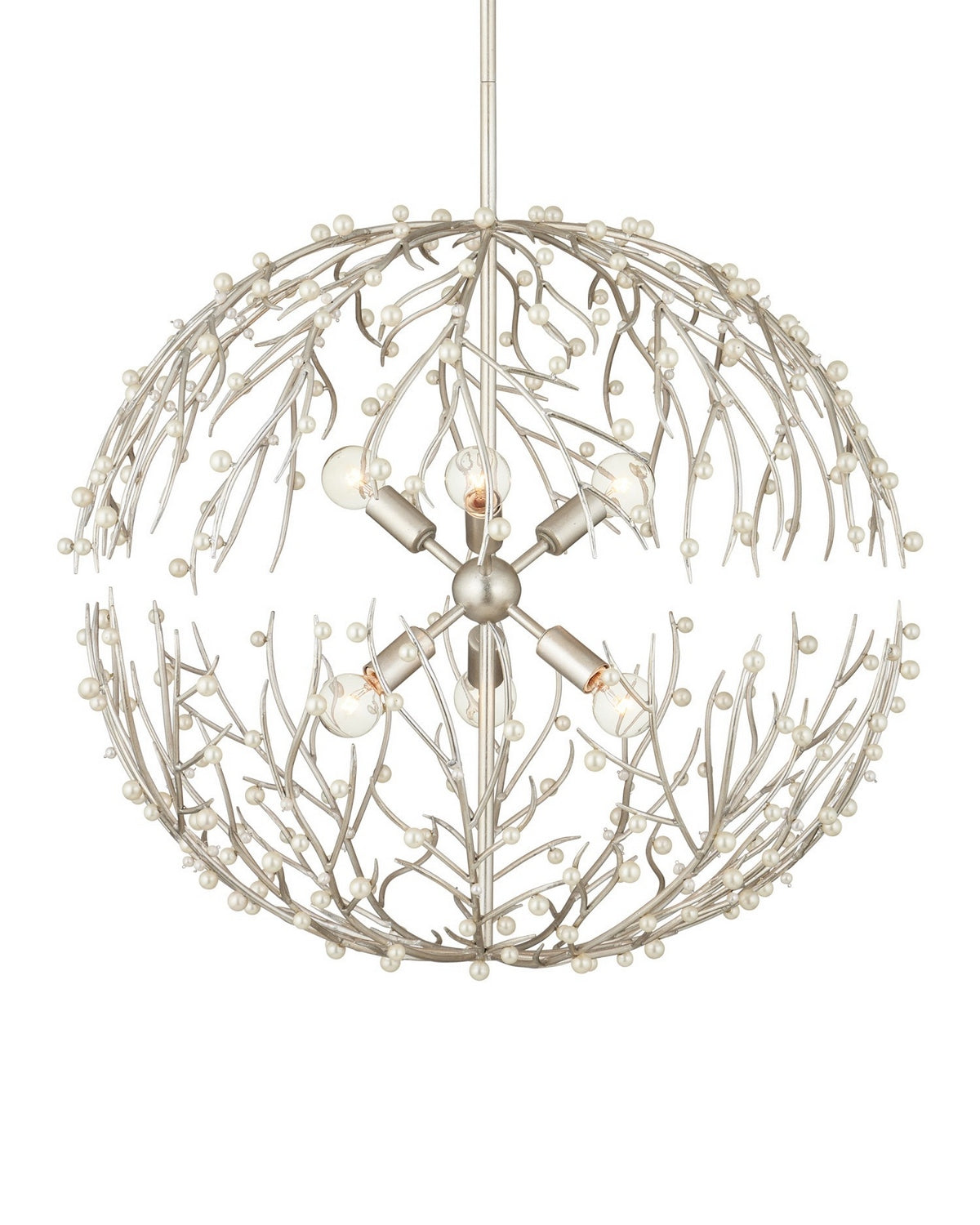 Currey and Company - 9000-1291 - Six Light Chandelier - Shinju - Natural/Contemporary Silver Leaf