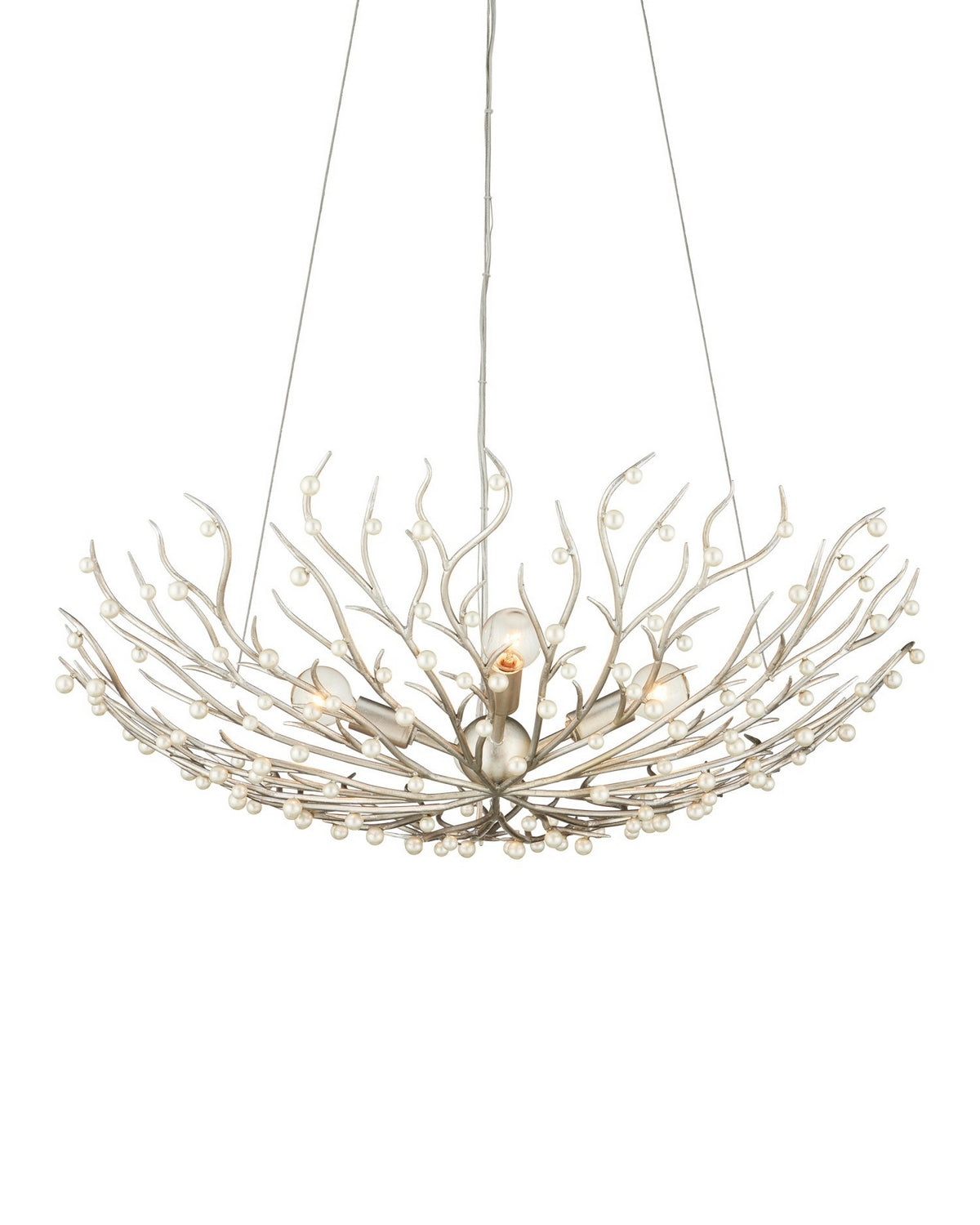 Currey and Company - 9000-1292 - Four Light Chandelier - Shinju - Natural/Contemporary Silver Leaf