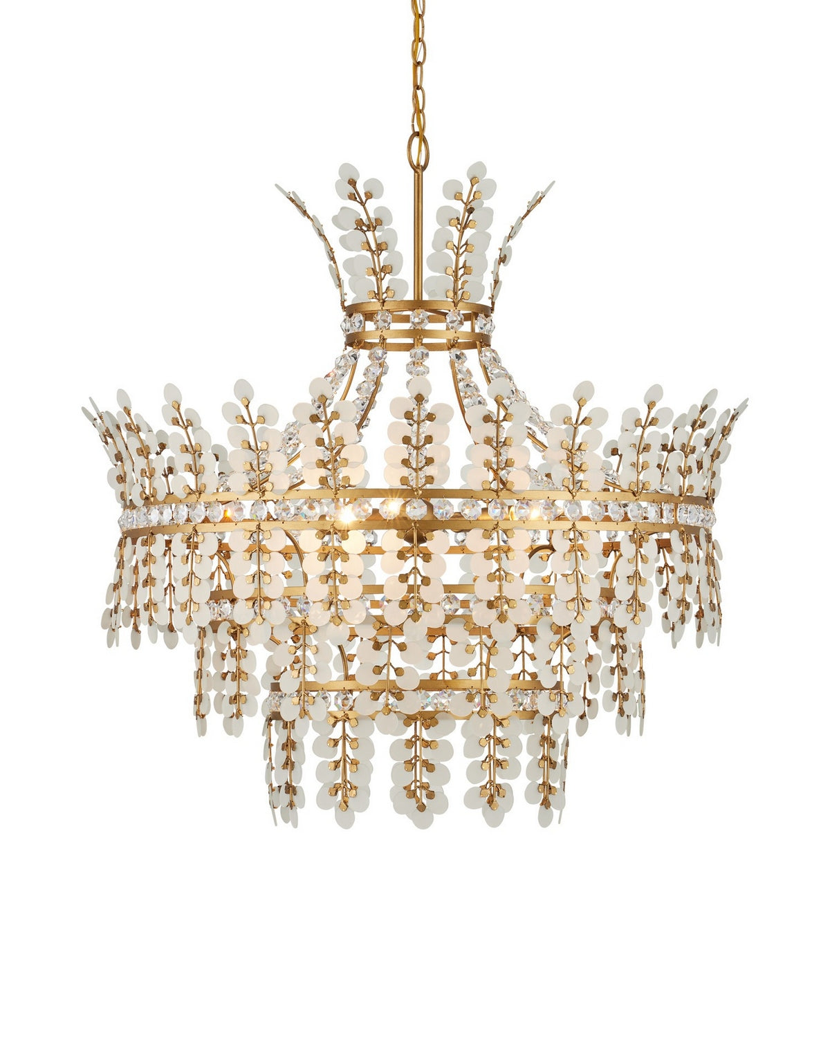 Currey and Company - 9000-1295 - Four Light Chandelier - Bradshaw - Frosted/Clear/Brass