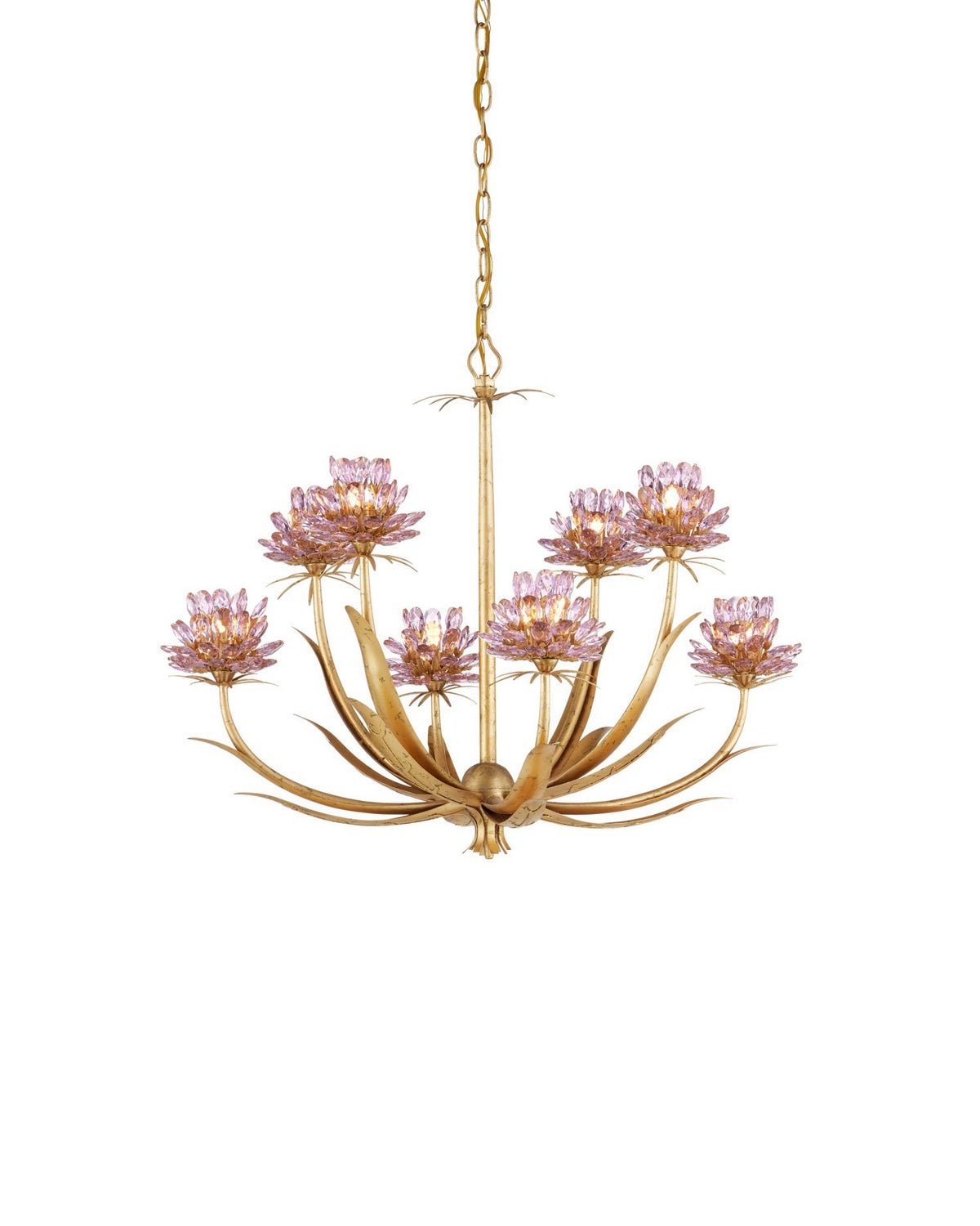 Currey and Company - 9000-1306 - Eight Light Chandelier - Marilee - Pink/Dutch Gold Leaf