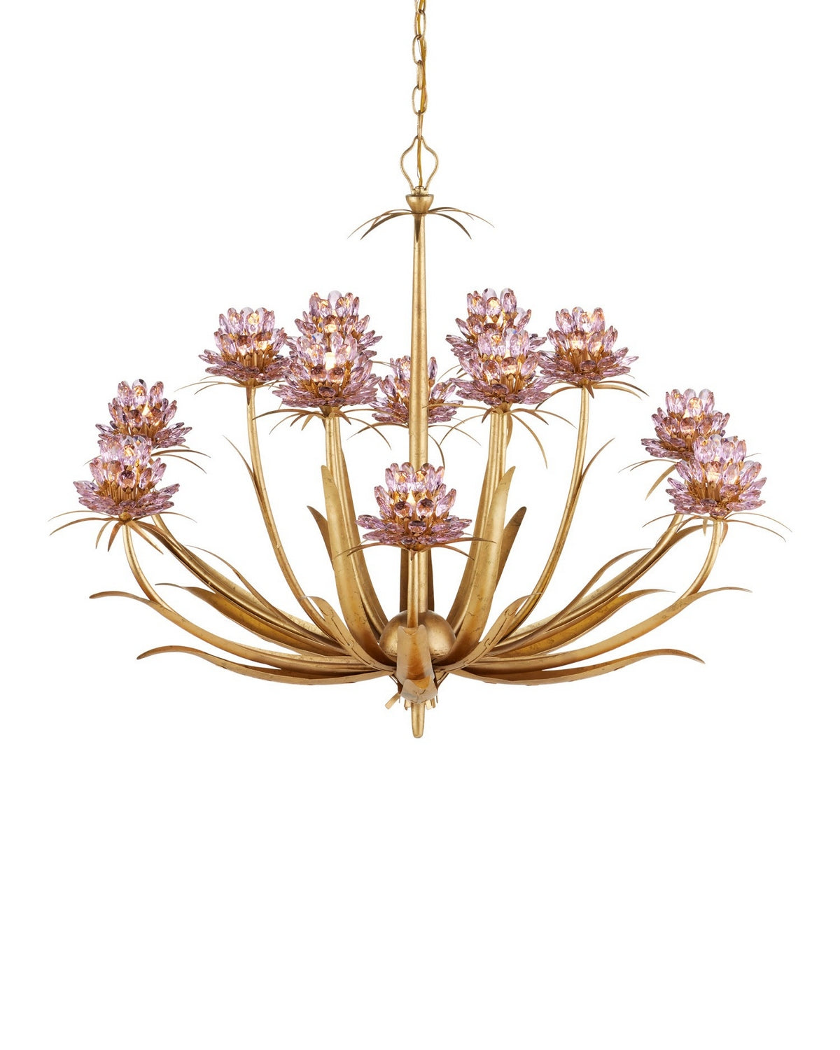 Currey and Company - 9000-1307 - 12 Light Chandelier - Marilee - Pink/Dutch Gold Leaf