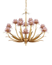 Currey and Company - 9000-1307 - 12 Light Chandelier - Marilee - Pink/Dutch Gold Leaf