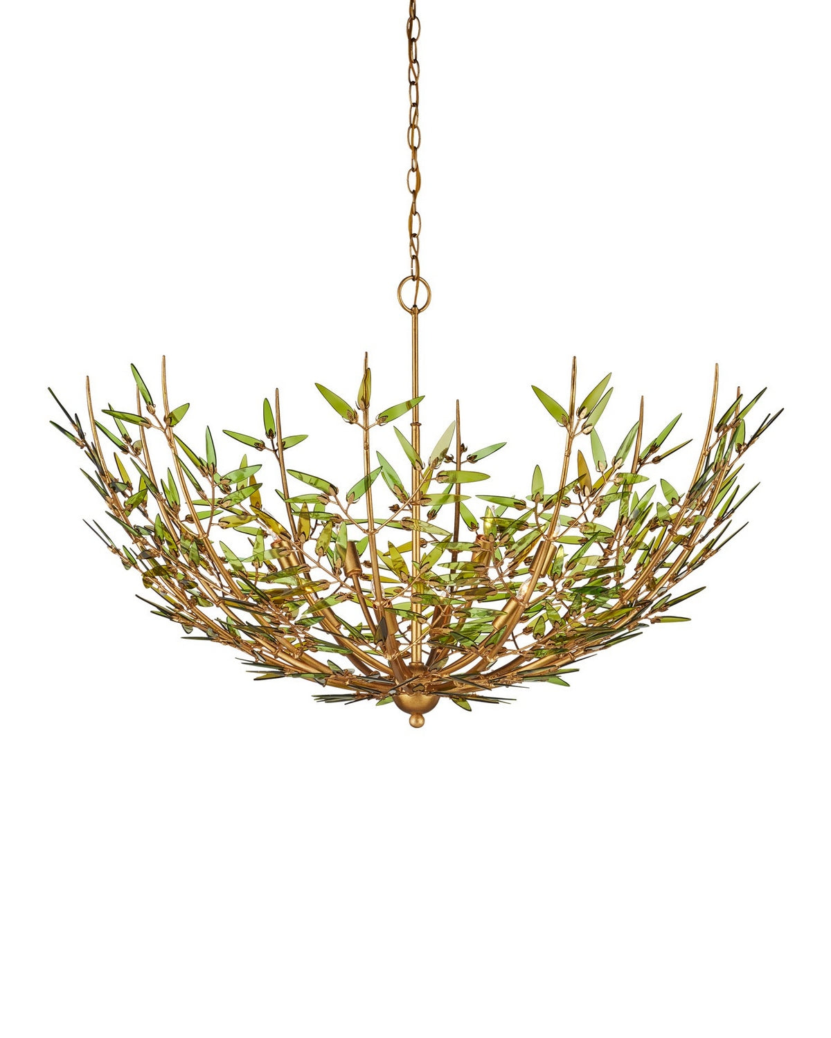 Currey and Company - 9000-1308 - Eight Light Chandelier - Babylon - Green/Contemporary Gold Leaf/Contemporary Gold