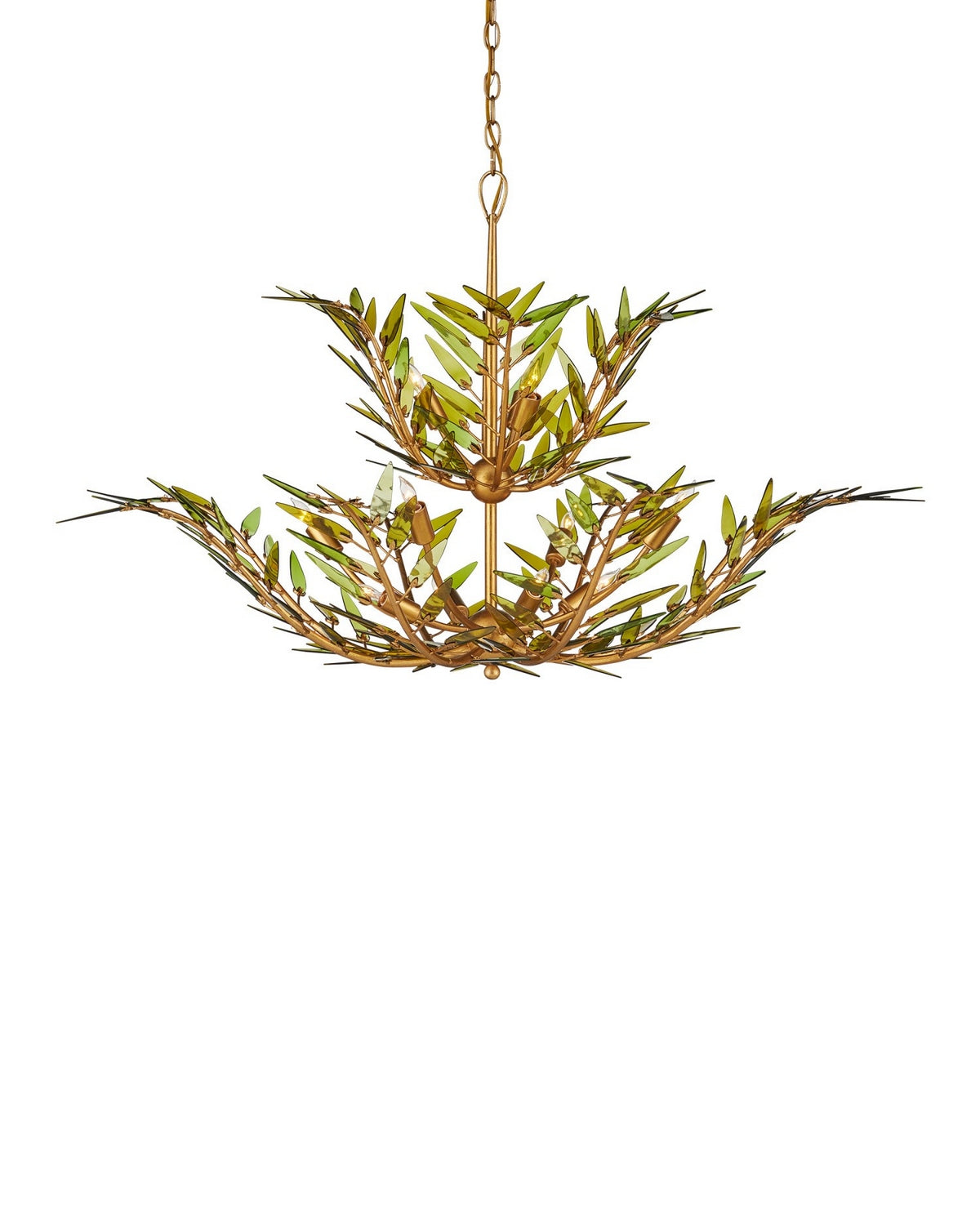 Currey and Company - 9000-1310 - 11 Light Chandelier - Babylon - Green/Contemporary Gold Leaf/Contemporary Gold
