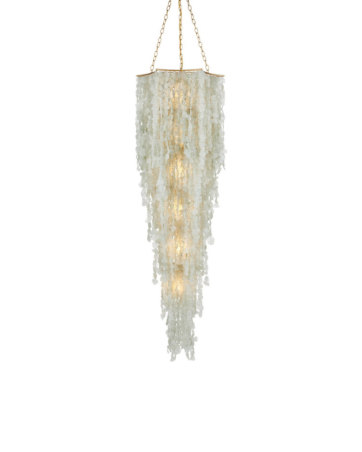 Currey and Company - 9000-1319 - Six Light Chandelier - Verre de Mer - Seaglass/Contemporary Gold