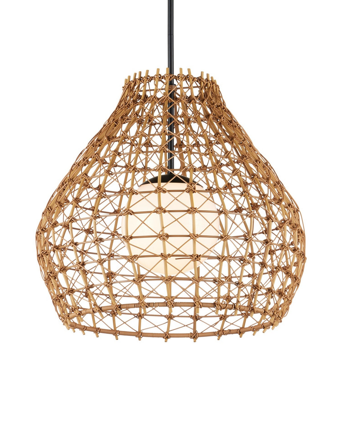 Currey and Company - 9500-0014 - One Light Pendant - Bly - Natural/Black/Frosted White