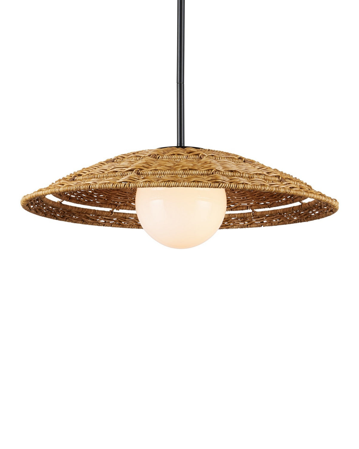 Currey and Company - 9500-0017 - One Light Pendant - Barbary - Natural/Black/Frosted White