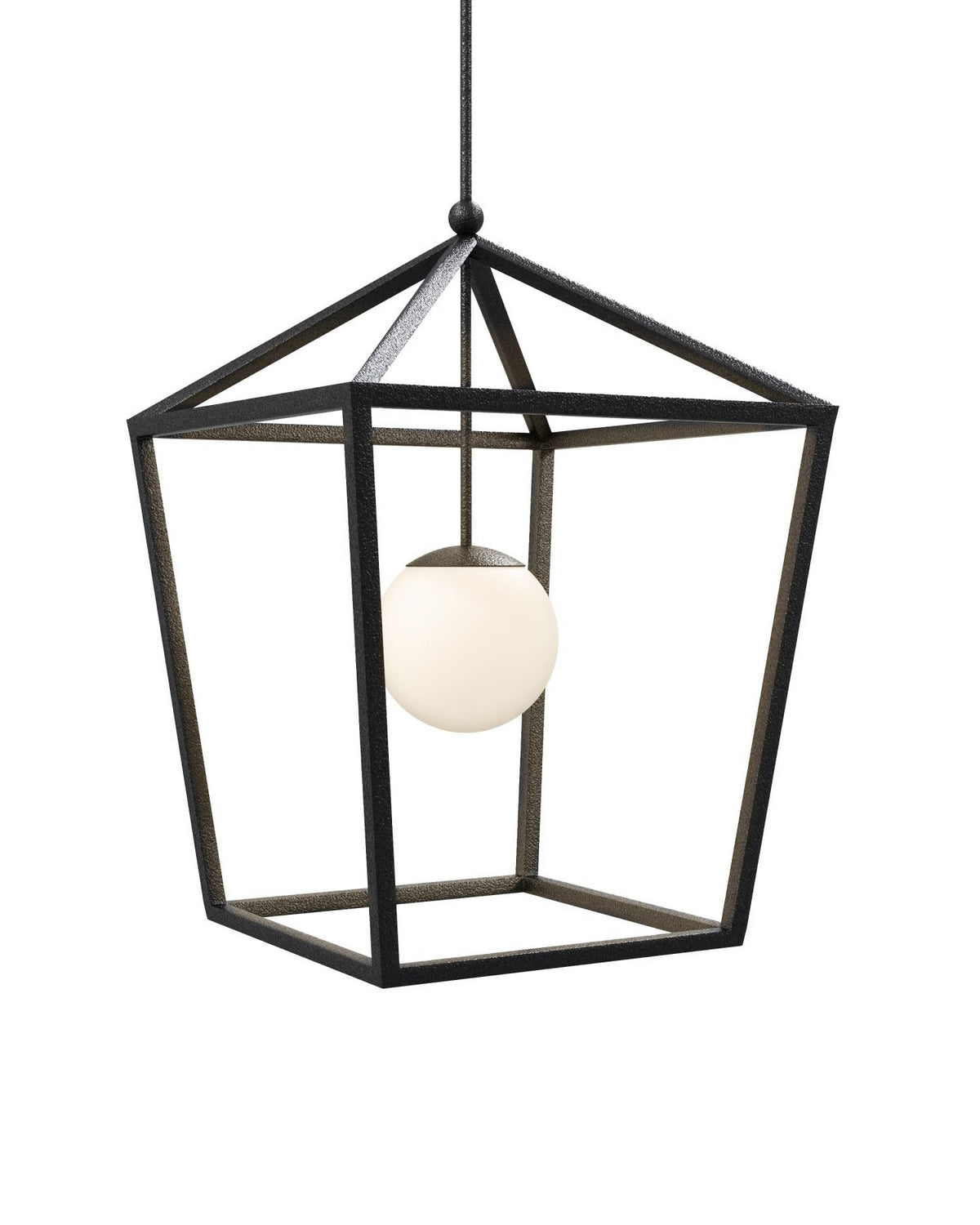 Currey and Company - 9500-0024 - One Light Lantern - Denison - Black/Frosted White
