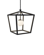 Currey and Company - 9500-0025 - One Light Lantern - Denison - Black/Frosted White