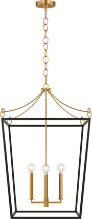 Visual Comfort Studio - KSC1194MBK - Four Light Lantern - Carlyle - Midnight Black/Burnished Brass
