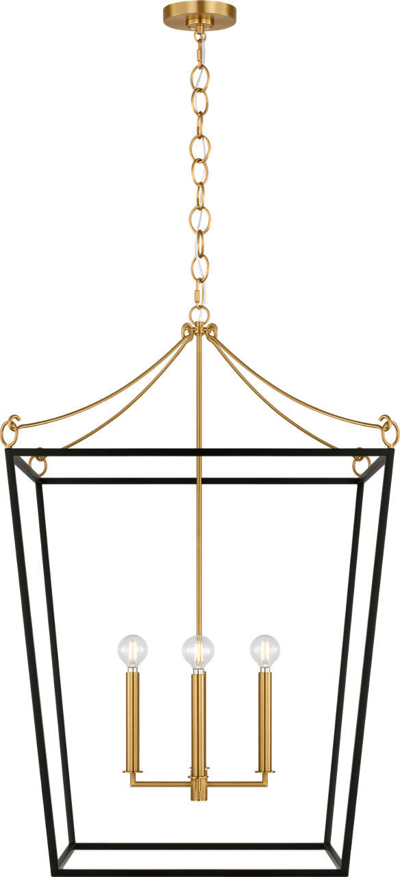 Visual Comfort Studio - KSC1204MBK - Four Light Lantern - Carlyle - Midnight Black/Burnished Brass