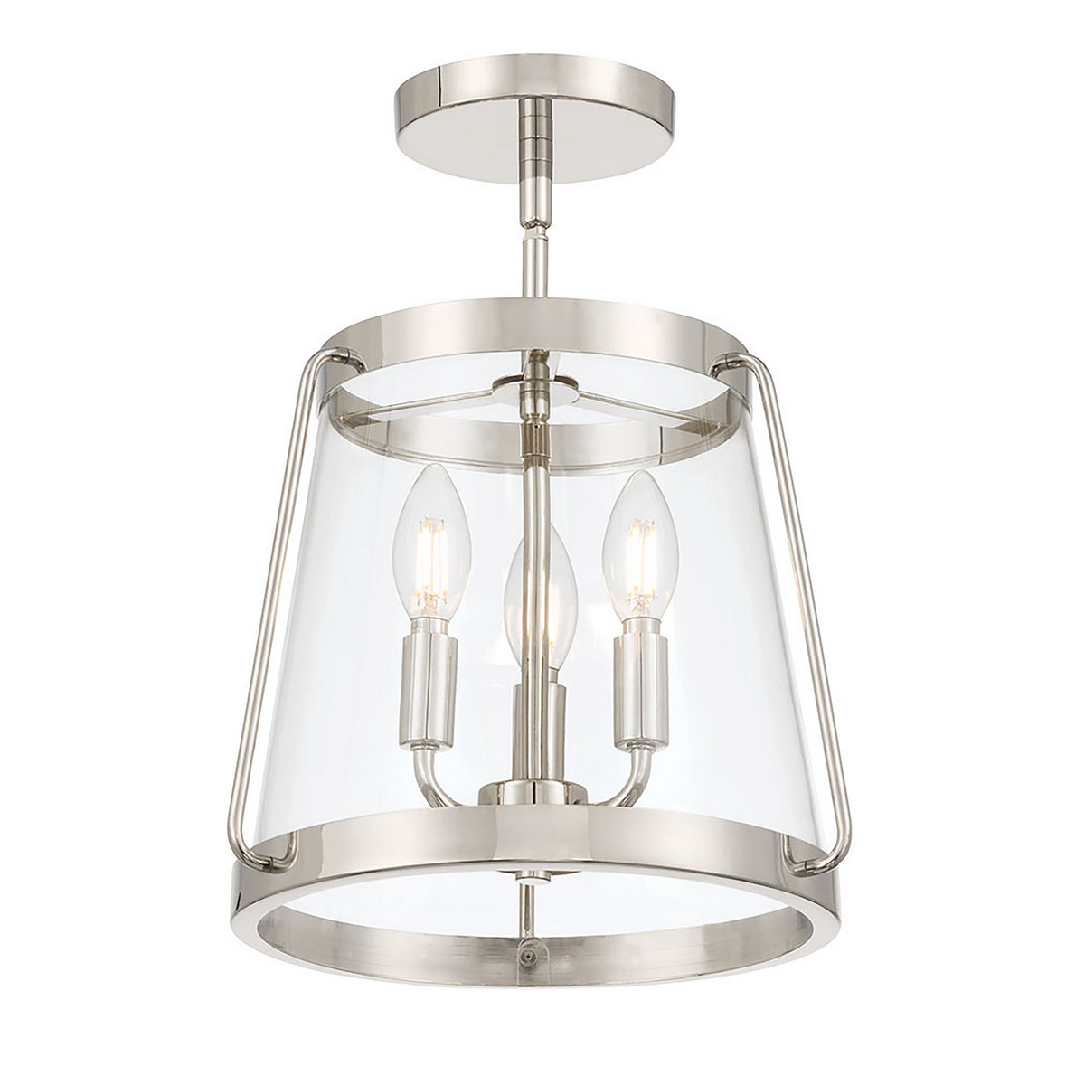 Millennium - 230103-PN - Three Light Semi-Flush Mount - Adabella - Polished Nickel