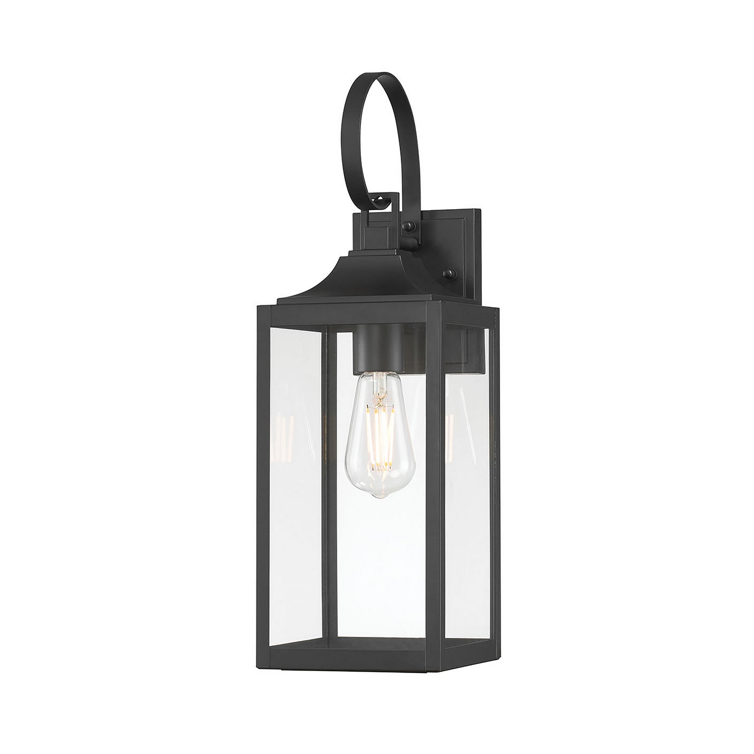 Millennium - 402101-PBK - One Light Lantern - Halston - Powder Coated Black