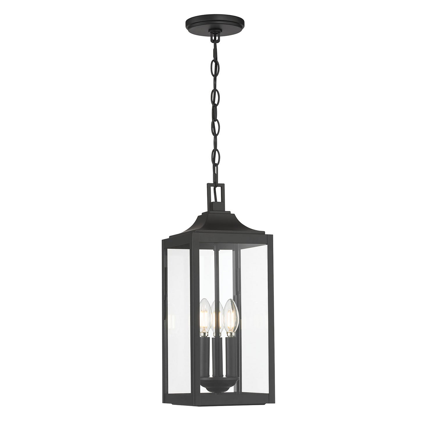 Millennium - 402103-PBK - Three Light Hanging Lantern - Halston - Powder Coated Black