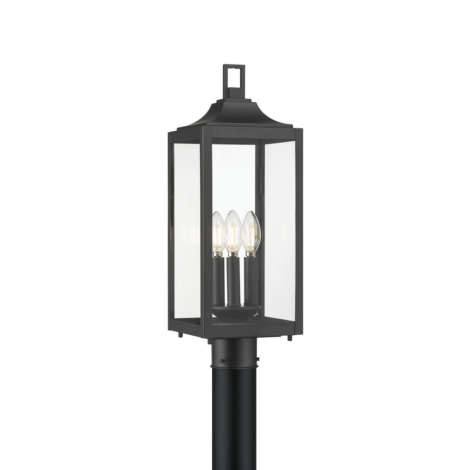 Millennium - 402303-PBK - Three Light Post Lantern - Halston - Powder Coated Black
