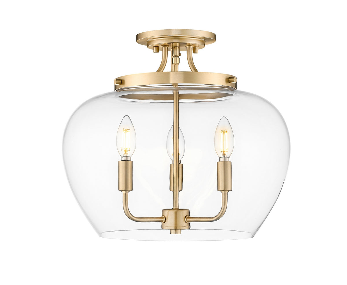 Z-Lite - 473SF-BBR - Three Light Semi Flush Mount - Joliet - Burnished Brass