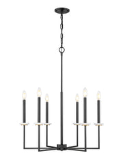 Z-Lite - 6100-6MB - Six Light Chandelier - Gaultier - Matte Black + Modern Gold