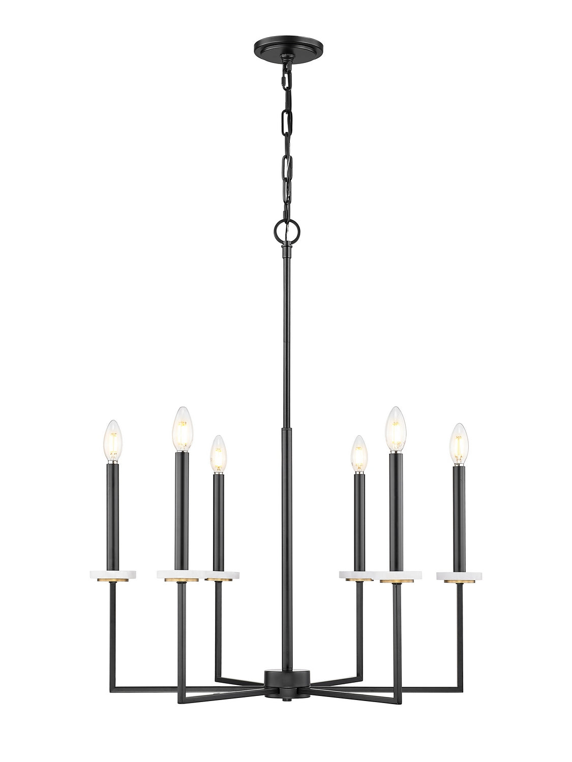 Z-Lite - 6100-6MB - Six Light Chandelier - Gaultier - Matte Black + Modern Gold