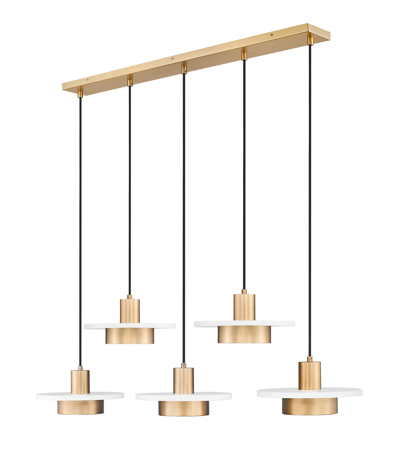Z-Lite - 829P12-5L-MW-MGLD-LE - LED Linear Chandelier - Ludo - Matte White + Modern Gold