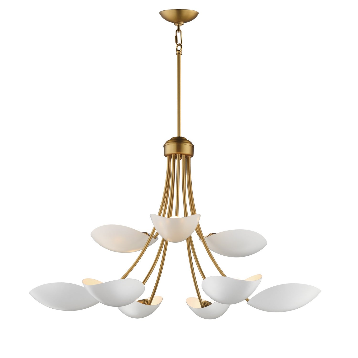 Maxim - 10829WTNAB - Nine Light Chandelier - Maris - White/Natural Aged Brass