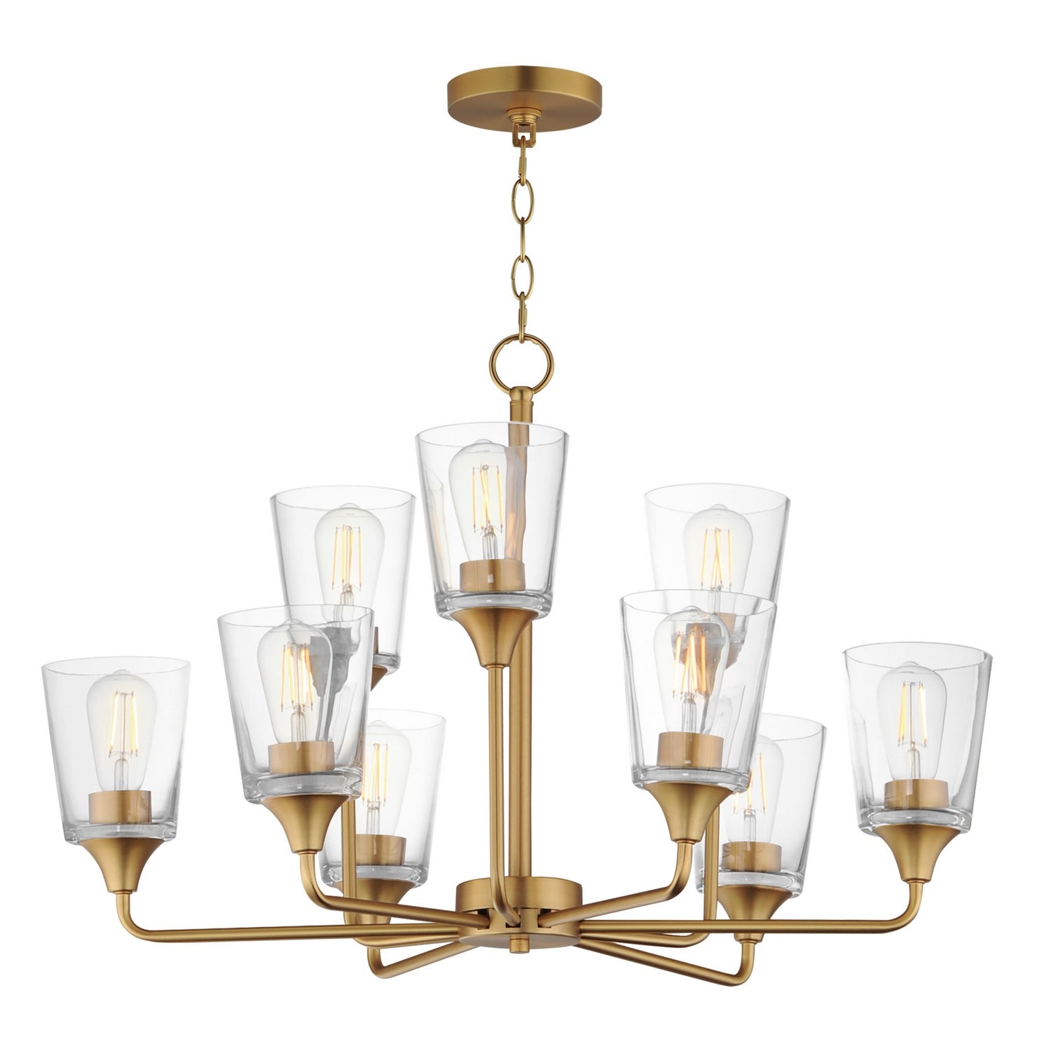 Maxim - 12879CLNAB - Nine Light Chandelier - Hudson - Natural Aged Brass