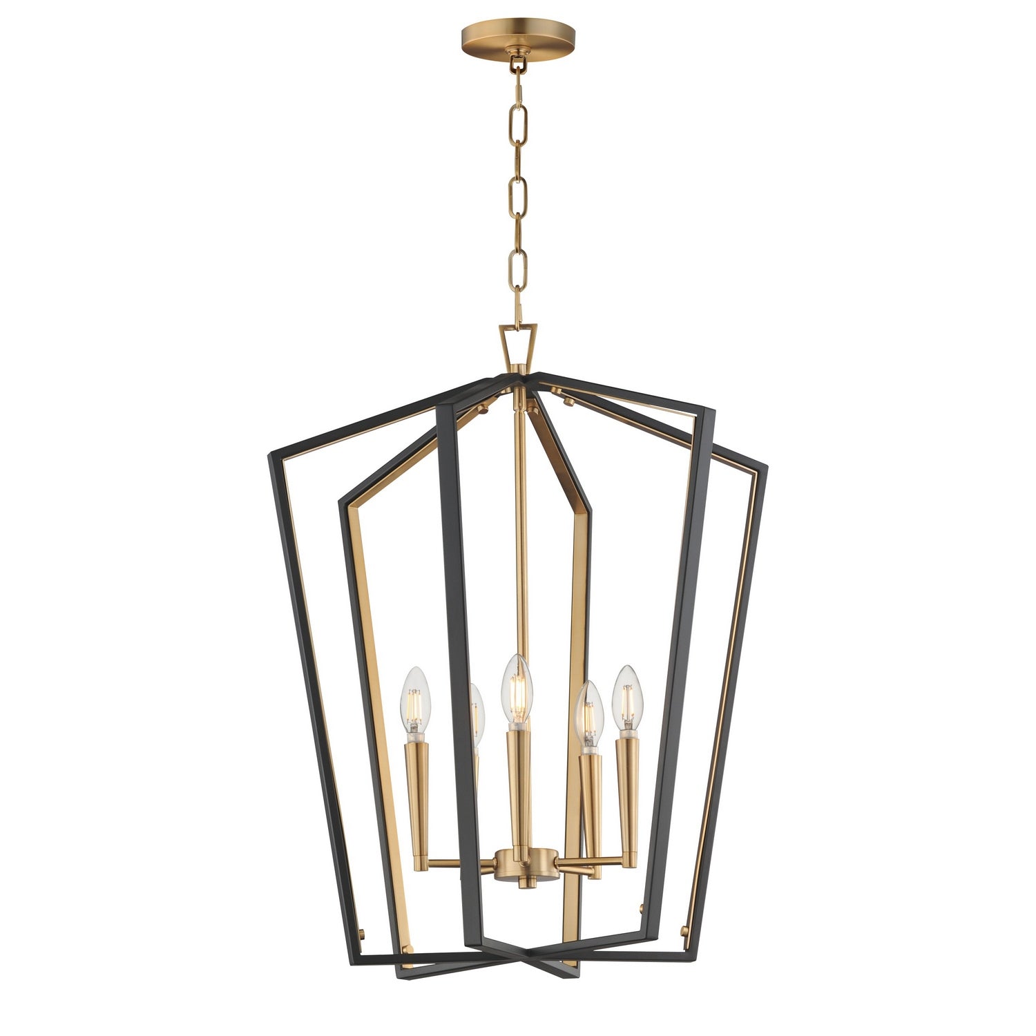 Maxim - 28615BKNAB - Five Light Pendant - Melrose - Black / Natural Aged Brass