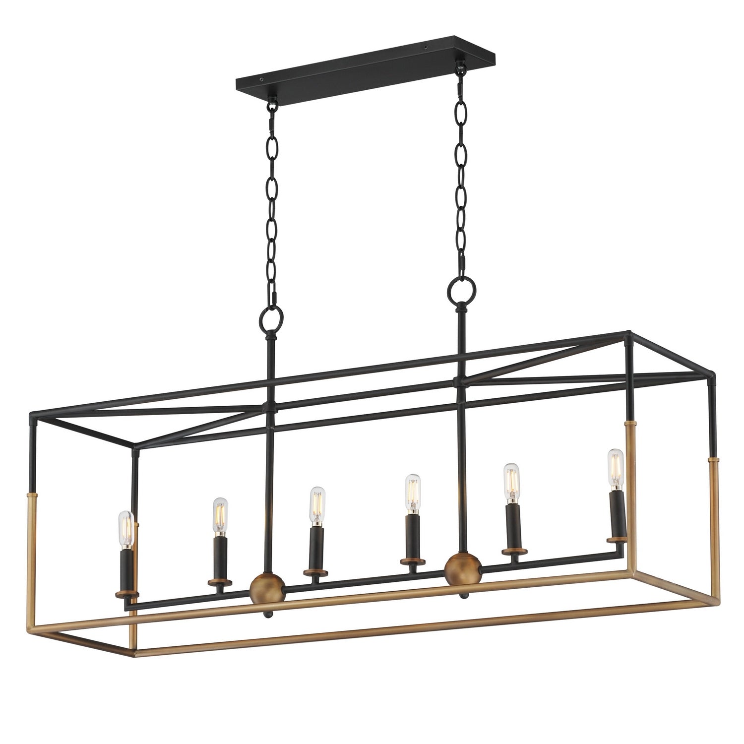 Maxim - 28626BKWBR - Six Light Linear Pendant - SoHo - Black/Weathered Brass
