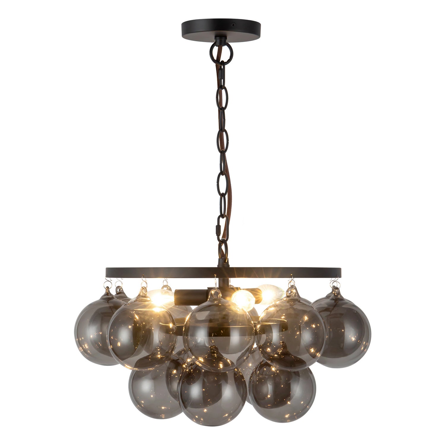 Alora - CH654318MBSM - Three Light Chandelier - Faye - Matte Black/Smoked Solid Glass