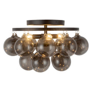 Alora - SF654318MBSM - Three Light Semi-Flush Mount - Faye - Matte Black/Smoked Solid Glass