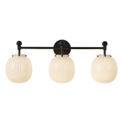 Alora - VL579328MBGR - Three Light Bathroom Vanity - Cherise - Matte Black/Glossy Ribbed Opal Glass