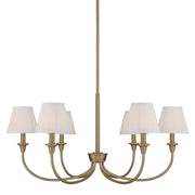 Golden - 1622-6 BCB-HGW - Six Light Chandelier - Brushed Champagne Brass