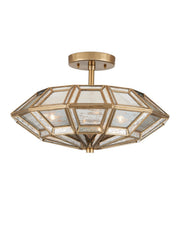 Currey and Company - 9000-1362 - Three Light Semi-Flush Mount - Valentina - Antique Brass/Antique Silver