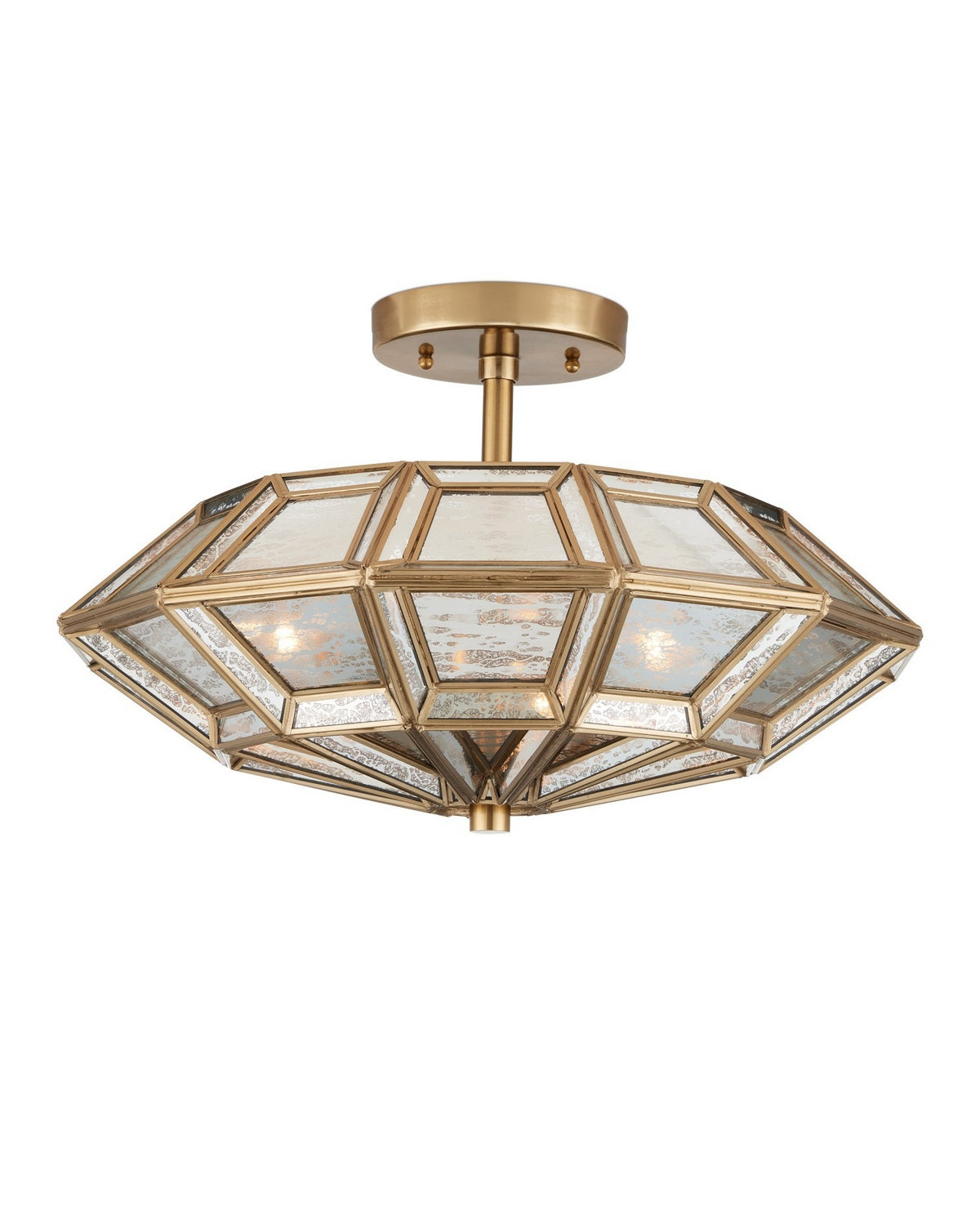 Currey and Company - 9000-1362 - Three Light Semi-Flush Mount - Valentina - Antique Brass/Antique Silver